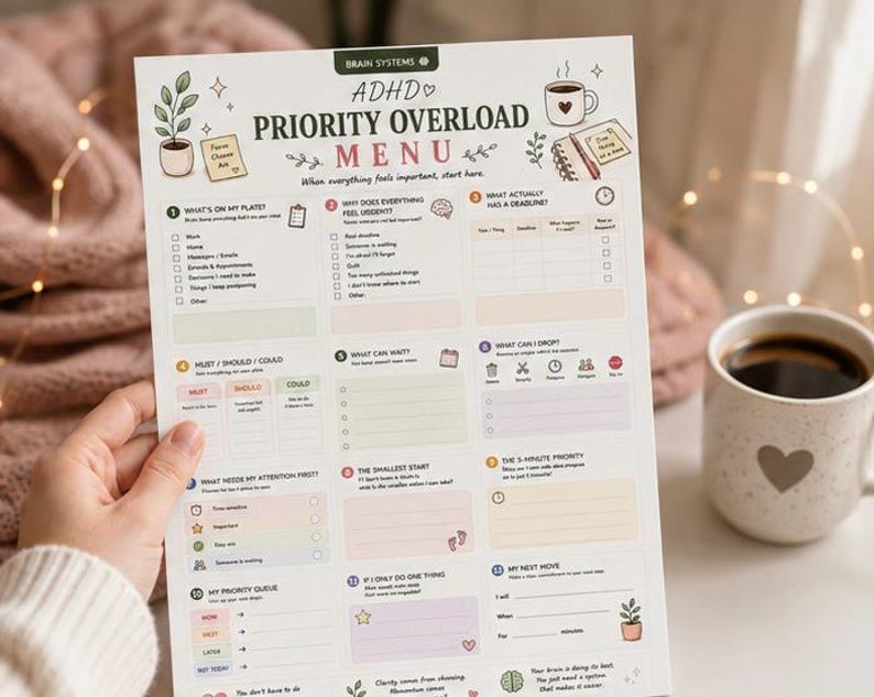 ADHD Priority Overload Menu | Task Prioritization Worksheet (printable ...