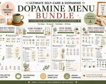 Dopamine Menu Bundle, No-Spend Self Care Activities (Digital Download)