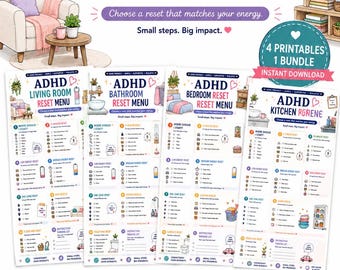ADHD Home Reset Menu Bundle | Energy-Based Cleaning Checklists (Digital Download)