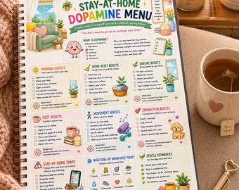 Bleib zu Hause Dopamin Menü Printable | ADHS Wellness Planer (Digitaler Download)
