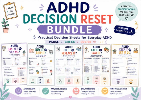 ADHD Decision Worksheets Bundle | Everyday Choice Making Toolkit (Digital Download)