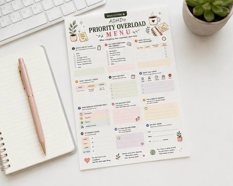 ADHD Priority Overload Menu | Task Prioritization Worksheet (printable ...