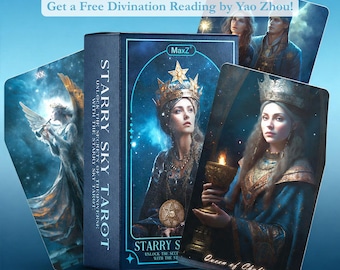 Starry Sky Tarot Deck | Luxury Celestial Tarot Cards | Cosmic Rider Waite Smith Set | Astrology Oracle with Velvet Pouch