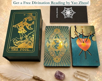 Green Holographic Tarot Deck Set | Emerald Iridescent Classic 78 Cards Tarot with Guidebook & Altar Cloth | Beginner Friendly Mystical Gift