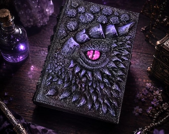 3D Dragon Eye Journal A5 | Relief Resin Cover Grimoire | Witchy Book of Shadows | Gothic Fantasy Notebook | 5 Mystical Colors