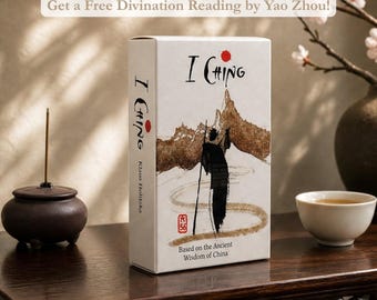 I Ching Oracle Deck | Zen Wisdom 64 Hexagram Cards | Minimalist Ink-Wash Art Tarot | Pocket Size Divination Tool with Velvet Pouch