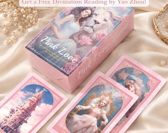 Pink Love Tarot Deck | Romantic Art Tarot with Guidebook | 78 Cards Luxury Set | Deluxe Edition with Pouch & Altar Cloth Options