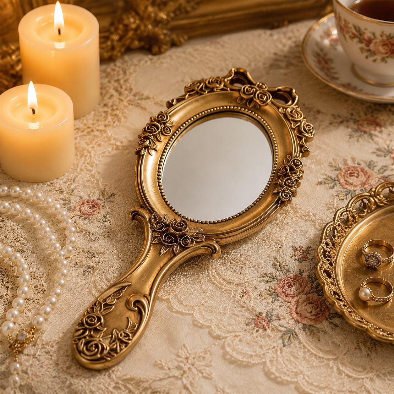 Antique Rose Mirror - Etsy Canada