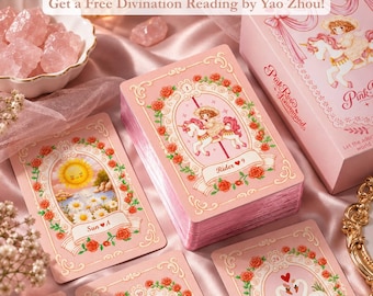 Pink Rose Lenormand Deck | 42 Card Fortune Telling Cards | Pink Aesthetic Divination Deck | Collector's Edition + Altar Cloth Gift Set