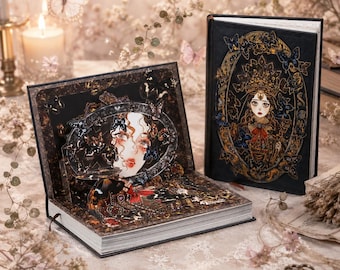 Butterfly Dream Vintage Gold Foil Journal | Witchy Grimoire Notebook | Dark Academia Illustrated Diary | A5 Hardcover Spellbook | 256 Pages