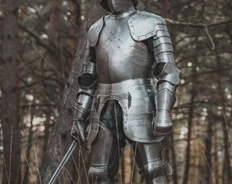 Armatura completa da cavaliere gotico / Armatura da battaglia LARP in acciaio calibro 18, stile rinascimentale, cosplay