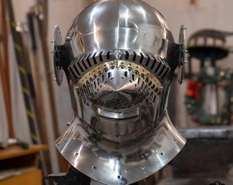 Elmo bacinetto Hounskull del XIV secolo – Armatura da cavaliere con faccia di maiale per rievocazioni storiche