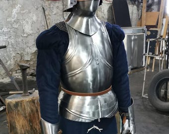 Armatura da cavaliere in acciaio realizzata a mano, corazza gotica rinascimentale e spallacci, costume LARP per cosplay.