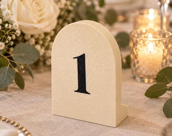 Freestanding Arch Wedding Table Number, Solid Matte Two-Tone Inlay, Modern Reception Decor