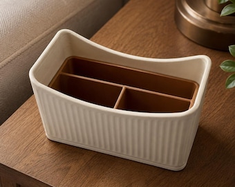 Fluted Remote Control Holder with Removable Liner, Modern Minimalist Design