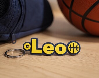 Personalized Sports Name Keychain for Kids Backpack, Team and Coach Gift