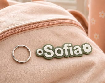 Personalized Daisy Name Keychain for Girls Backpack, Boho Style