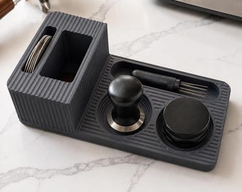 Matte Espresso Werkzeug-Organizer für Tamper, Verteiler, WDT-Werkzeug und Puck-Siebe