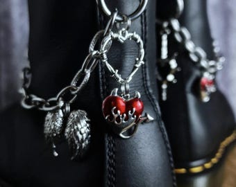 Devil's Heart - Unique Design - Dark Romance Style Shoe Jewelry, Heart and Wing Chains for Boots