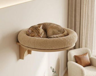 Prateleiras de parede modulares de madeira para gatos, rede, poleiro, degraus, arranhador.