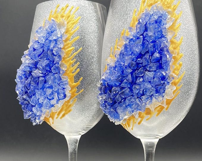 Blue geode wine glasses