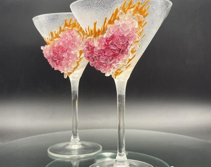 Pink geode Martini glasses