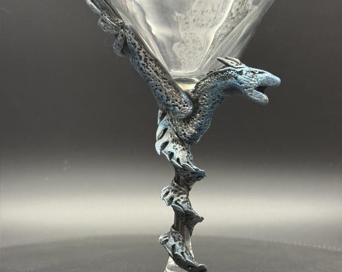 Blue Dragon handmade martini cocktail glass House Targaryen
