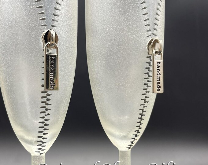 Zipper champagne flutes, Hand Painted