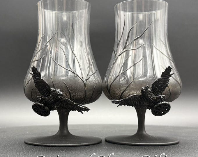 Black raven crow whiskey rum glasses
