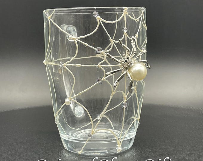 White spider coffee glass mug