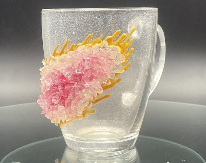 Pink geode coffee glass mug