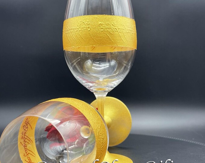 Lord of the rings LoTR Set of 2 hand painted wine glasses