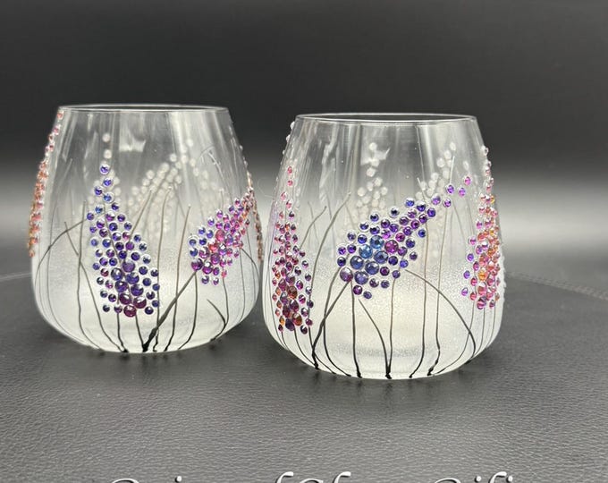 Lavender haze purple whiskey glasses, Set of 2