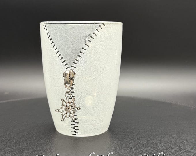 Zipper snowflake coffee mug, Hand Painted