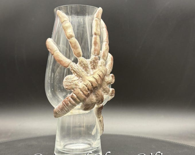 Alien face hugger inspired handmade beer glass