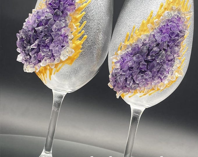 Amethyst geode wine glasses