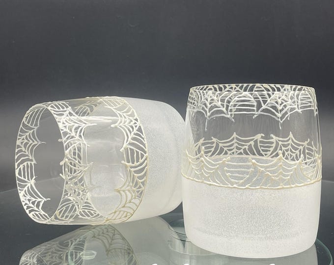 Spider web Halloween whiskey glasses