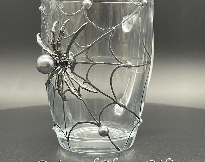 Silver spider coffee glass mug