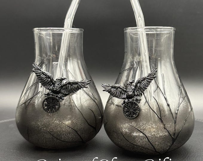 Black raven crow cocktail glasses