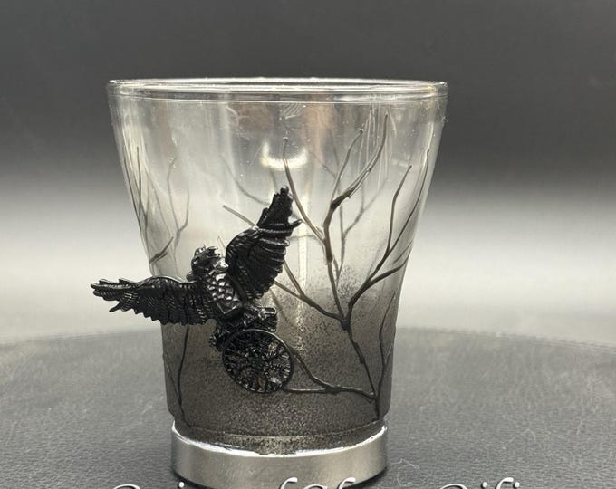 Black raven crow coffee glass mug