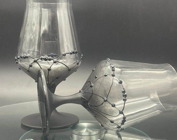 Black pained wine glasses