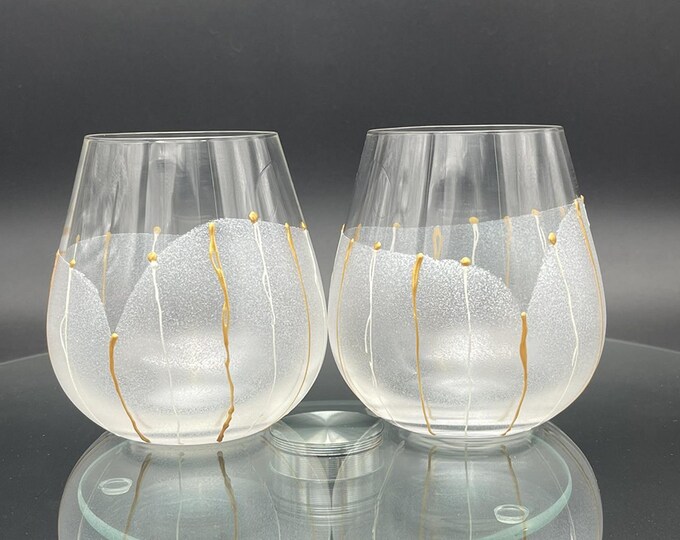 Set of 2 Hand Painted Whiskey glasses Calla