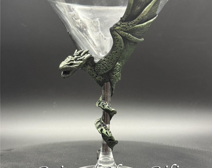 Green Dragon handmade martini cocktail glass House Targaryen