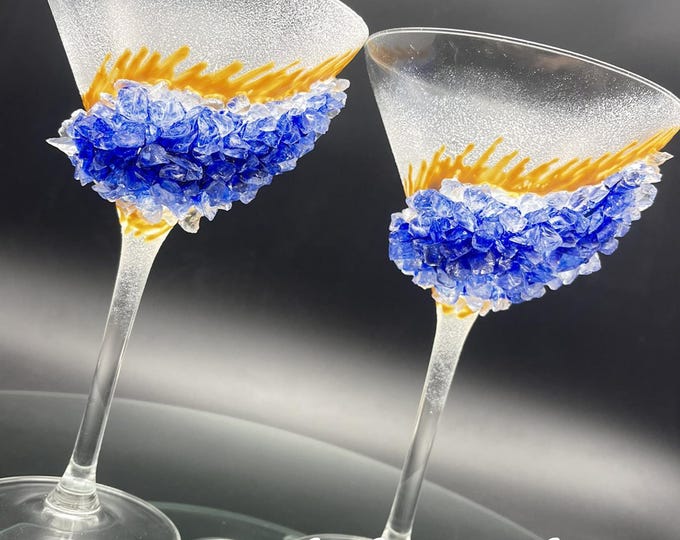 Blue geode martini glasses