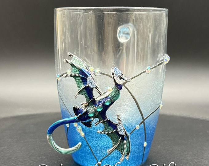 Hand painted Blue dragon coffee mug