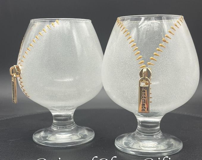 Set of 2 Hand Painted Zipper brandy glasses