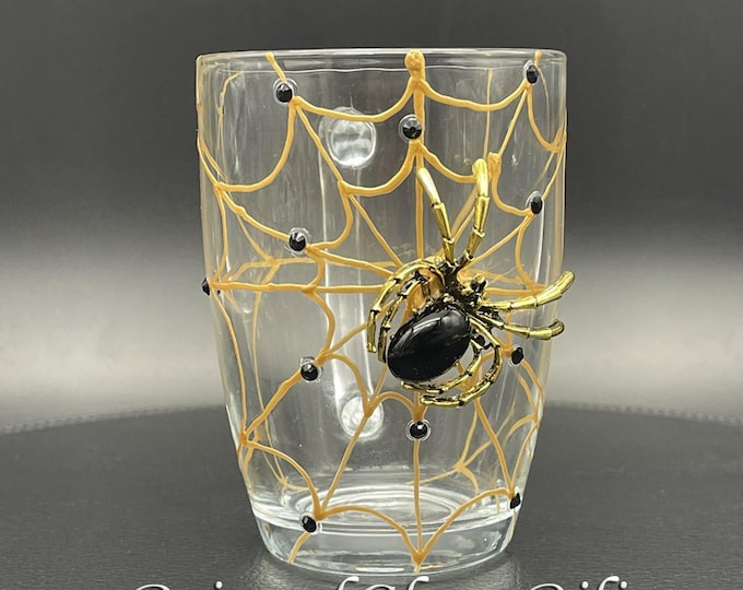 Black gold spider coffee glass mug