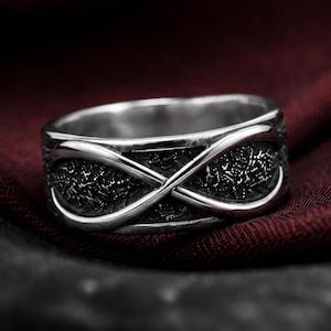 Anillo Goku Black Time / Anillo gótico de plata de ley - Joyería con banda infinita