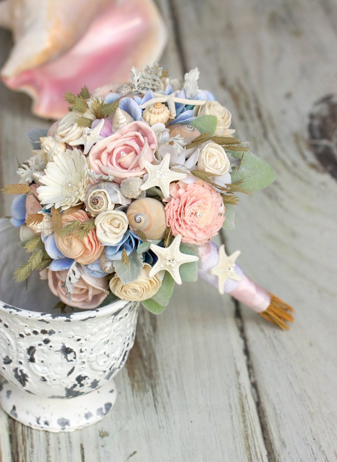 Beach bouquet Beach wedding bouquet starfish and shell image 3