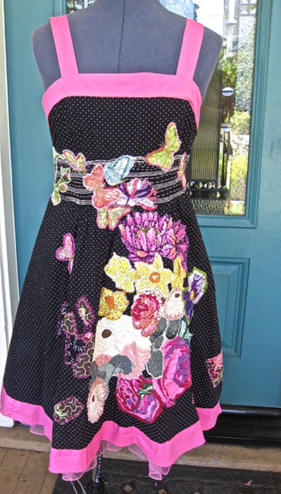 FLOWER GARDEN RETRO Dress Hand-Embroidered Circle Skirt | Etsy